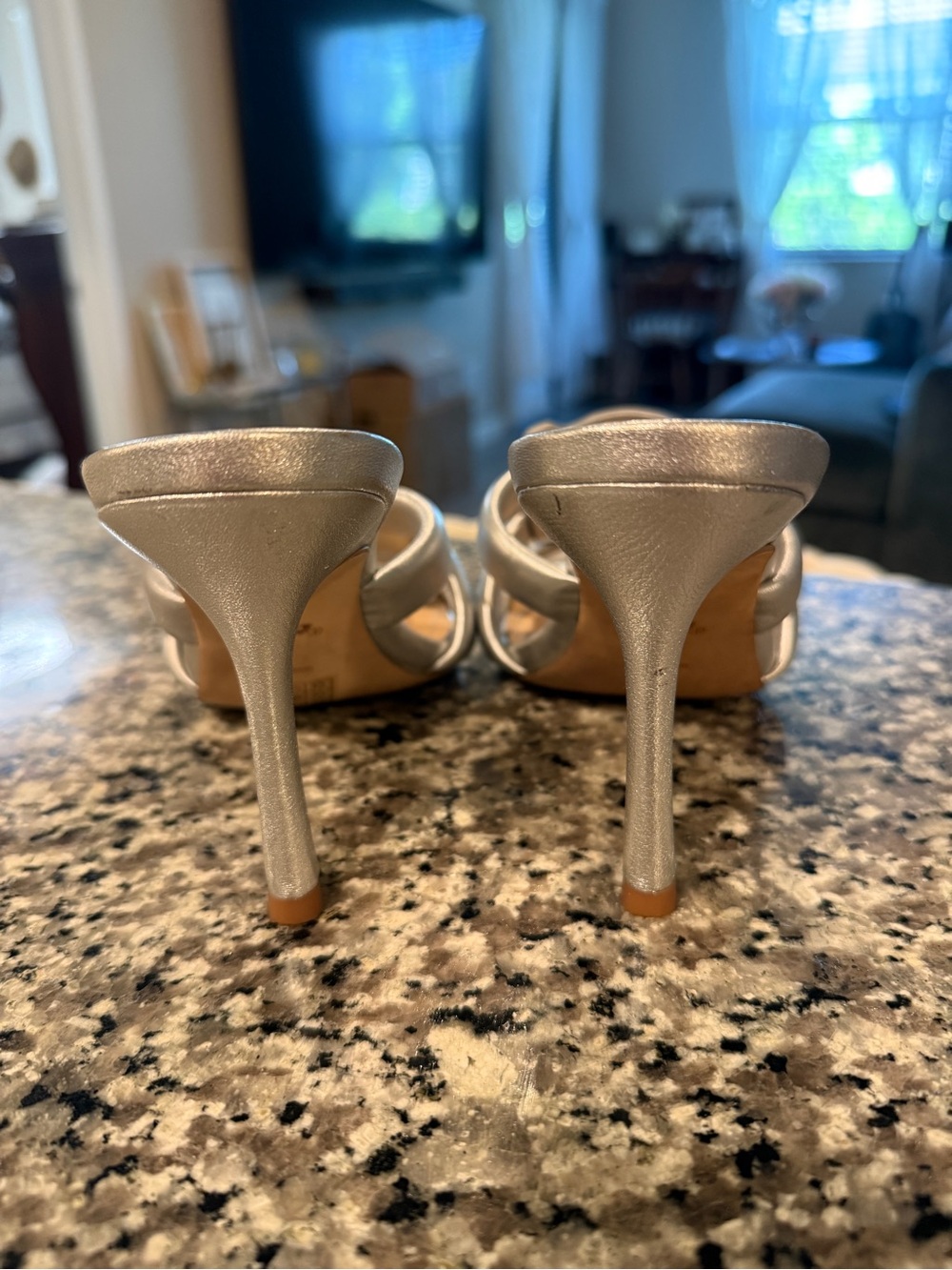 Coach Metallic Silver Knotted Slide Mules - Picture 4 of 5